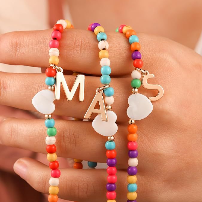 SISSLIA Colorful Initial Cute Necklaces for Girls Trendy Beaded Choker Necklace for Women Teen Girl Handmade Letter Choker Jewelry
