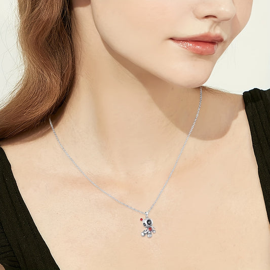 SISSLIA Chic Voodoo Doll Inspired Necklace And Earrings Set Urban Trend Voodoo Doll Necklace And Earrings Halloween Set