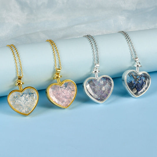 SISSLIA Natural Stone Heart Shape Crystal Pendant Necklace Choker Exquisite Female Jewelry Gift