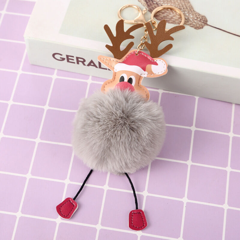 SISSLIA Wholesale Cartoon Hairball Keychain Hanging Adorn Lovely Christmas Creative Plush keychains Bag Pendant