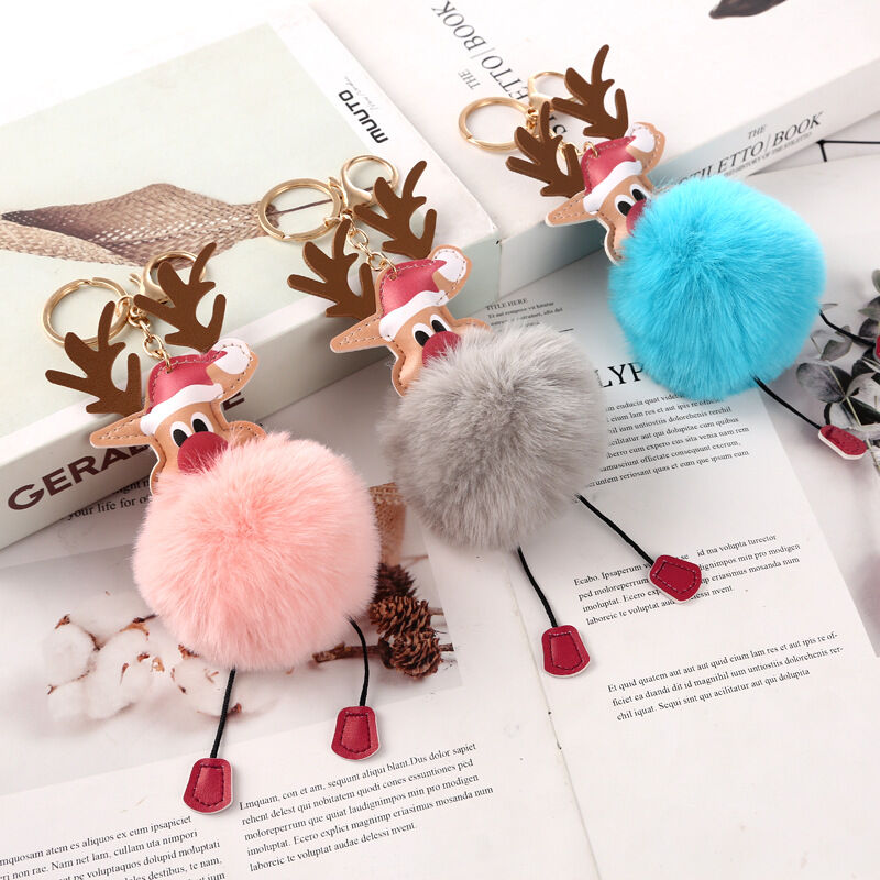 SISSLIA Wholesale Cartoon Hairball Keychain Hanging Adorn Lovely Christmas Creative Plush keychains Bag Pendant