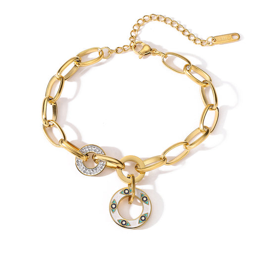 Sisslia High Quality Chain18k gold plated paperclip chain stainless steel bracelets Accompanied by Eye Pendants bracelets