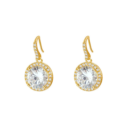 Round gold rhinestone earrings