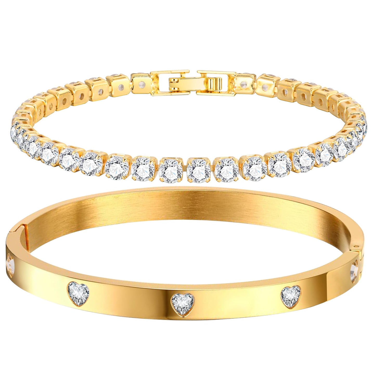 SISSLIA Gold Color Bracelets for Women Tennis Bracelet Man Couple Matching Bangles Luxury Fashion Jewelry Accessory