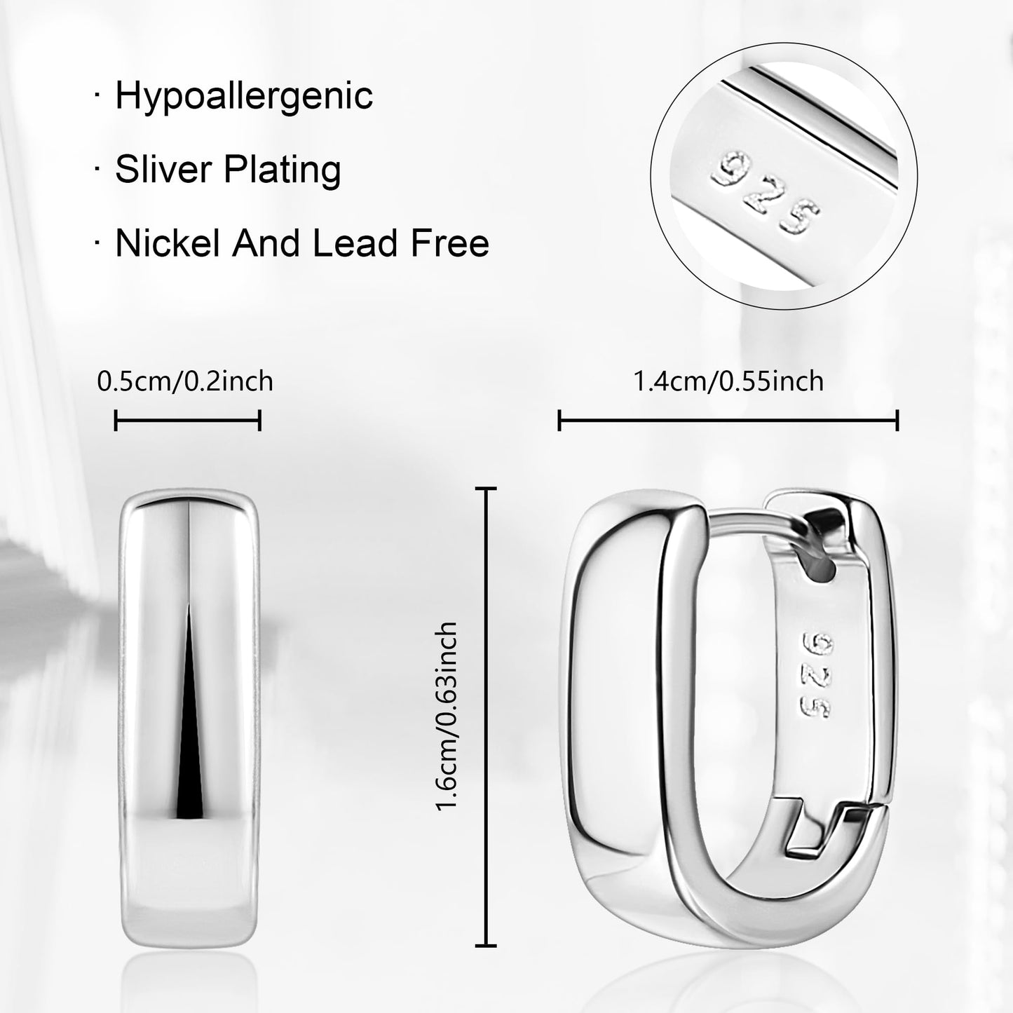 SISSLIA Luxury 925 Sterling Silver Fashion Smooth Surface Geometry Charm Hoop Earrings For Women Wedding Fine Jewelry