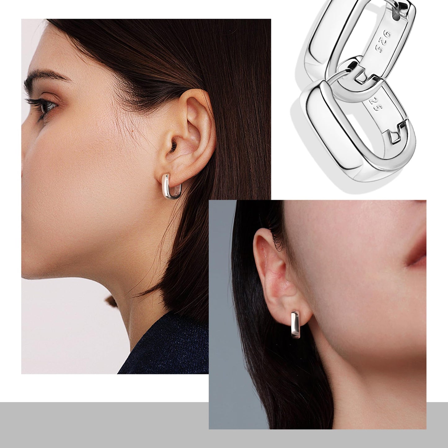 SISSLIA Luxury 925 Sterling Silver Fashion Smooth Surface Geometry Charm Hoop Earrings For Women Wedding Fine Jewelry