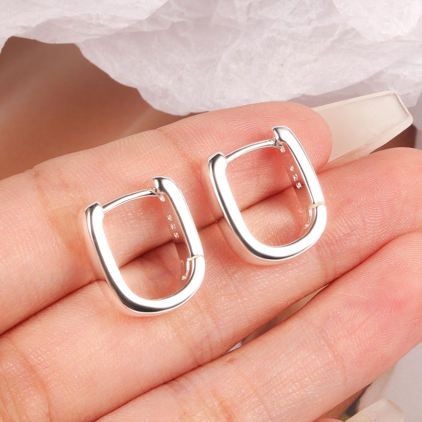 SISSLIA Luxury 925 Sterling Silver Fashion Smooth Surface Geometry Charm Hoop Earrings For Women Wedding Fine Jewelry