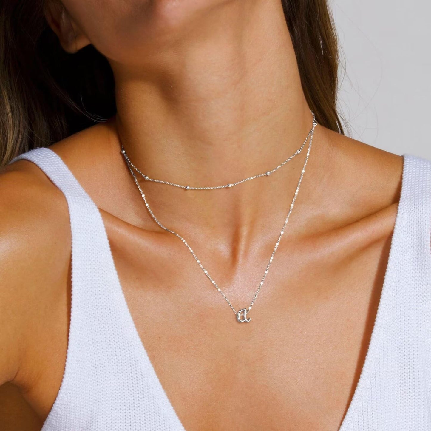 SISSLIA Layered Initial Necklaces for Women 14K Gold Letter A-Z Pendant Necklace Monogram Layered Initial Necklaces for Women