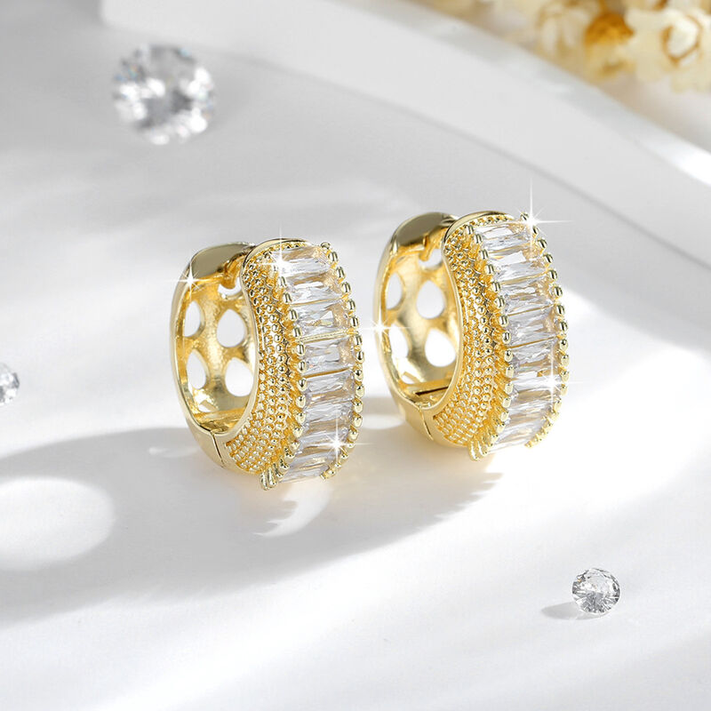 SISSLIA 18K Fashionable Hoop Earrings For Women High-End Design Hollow AAA zircon earrings, exquisite Jewelry