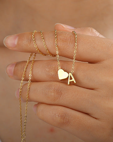 SISSLIA Heart Dainty Initial DIY Necklace Gold Color Letter Choker Necklace For Women Pendant Jewelry Gift