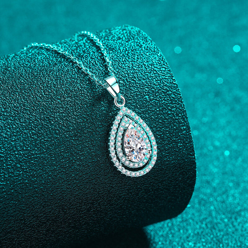 SISSLIA Ins Simple Gold Plated Micro Paved Moissanite Water Drop Necklace Chic S925 SilverGeometric Pendant Necklaces