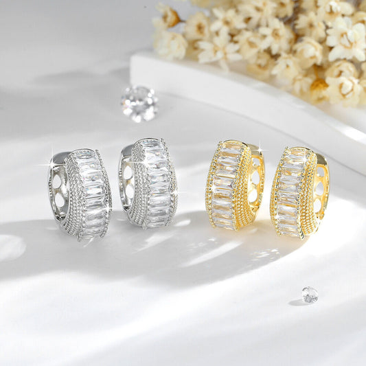 SISSLIA 18K Fashionable Hoop Earrings For Women High-End Design Hollow AAA zircon earrings, exquisite Jewelry