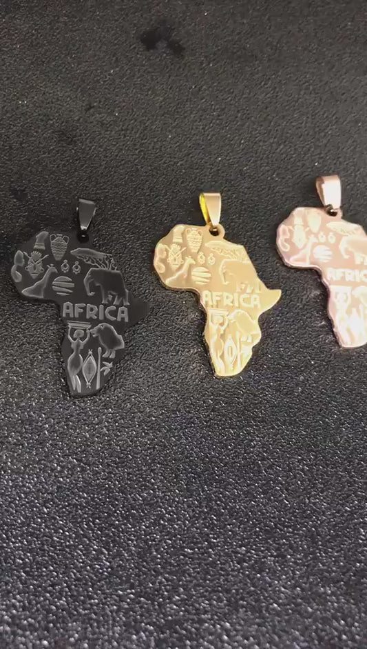 Sisslia Creative Map African Necklace Stainless Steel Men Jewelry Golden Pendant Necklace