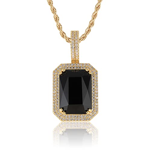 Rectangle Gemstone Pendant Necklace