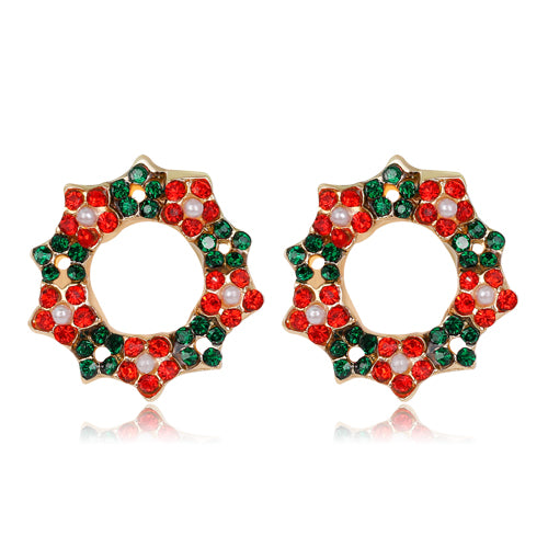 Alloy Christmas Wreath Earrings