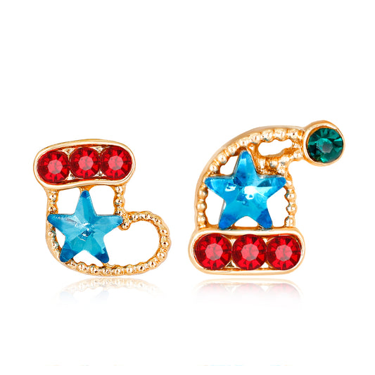 Christmas Sock Rhinestone Earrings
