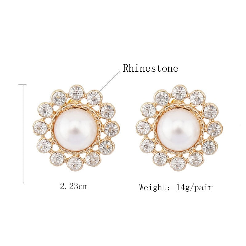 Pearl Rhinestone 925 Silver Earring