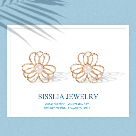 S925 Sterling Silver Flower Earrings