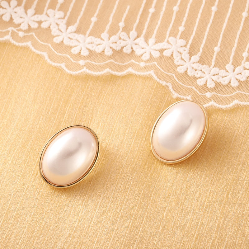 Oval Silver 925 Pearl Earrings