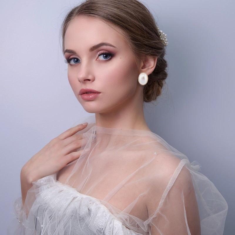 Oval Silver 925 Pearl Earrings