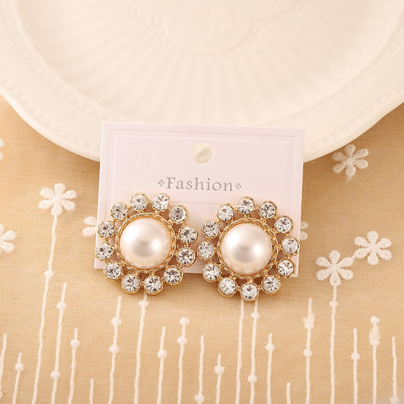 Pearl Rhinestone 925 Silver Earring