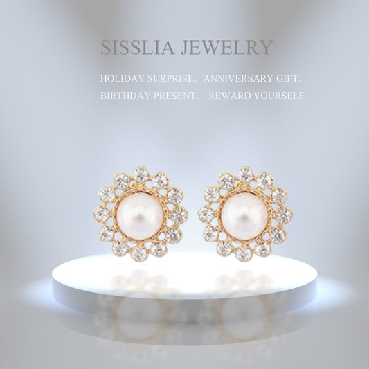 Pearl Rhinestone 925 Silver Earring