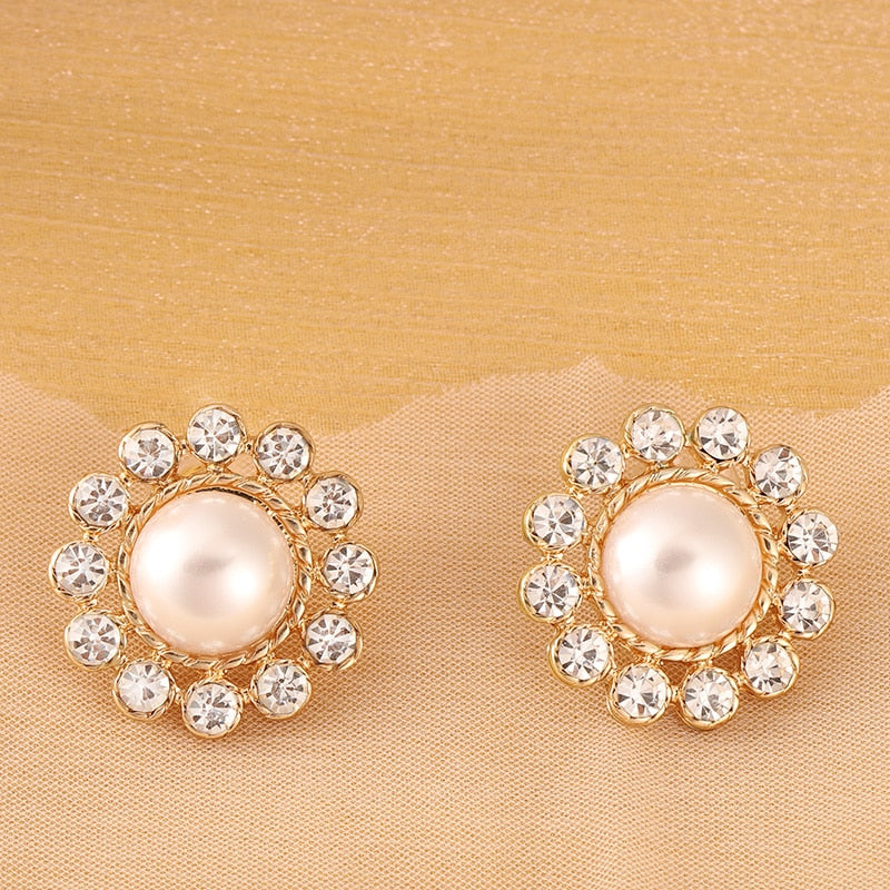 Pearl Rhinestone 925 Silver Earring