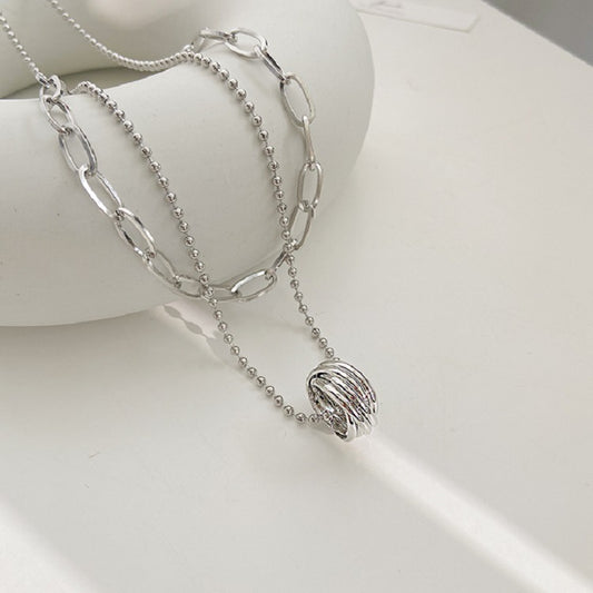 Female Ring Pendant Double Layer Necklace