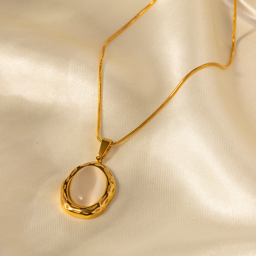 SISSLIA Stainless Steel 18K Gold Plated Natural Stone Item Necklace Jewelry for Women