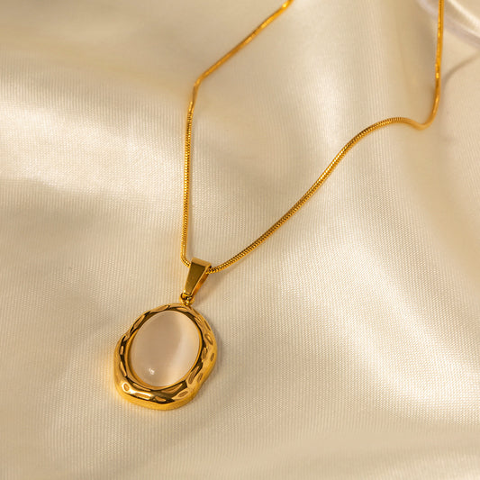 SISSLIA Stainless Steel 18K Gold Plated Natural Stone Item Necklace Jewelry for Women