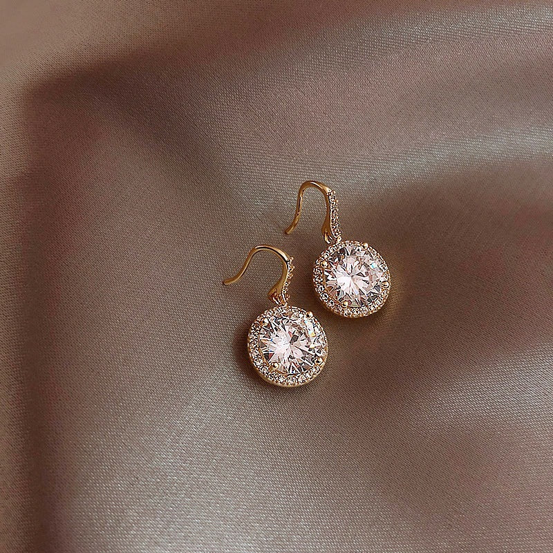 Round gold rhinestone earrings