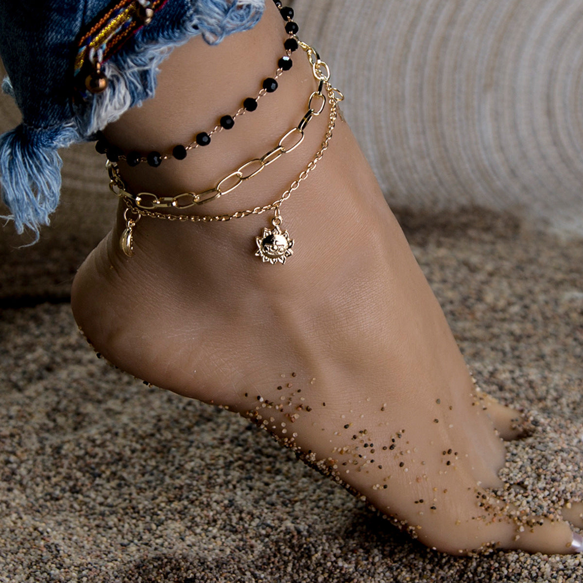 Star Moon Gold Plated Anklet