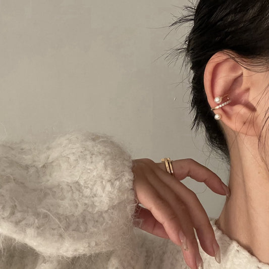 SIsslia Design Cold Ear Clip without Piercing Ear Bone Clip Temperament Simple Wave Earring for Women