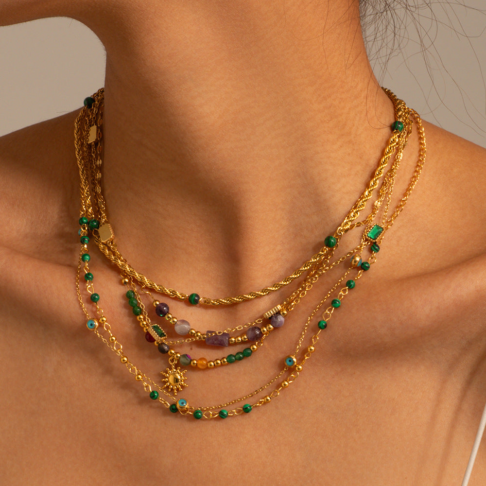 SISSLIA 2024 New Trend High Quality Selling 18K Gold Plated Turquoise Pearl Necklace for Women