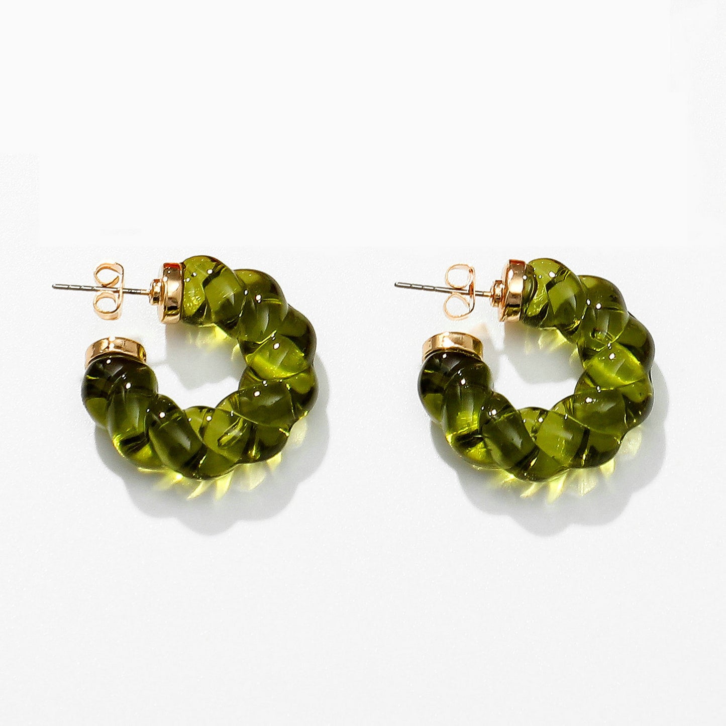 SISSLIA Simple Everyday Clear Resin C-Shaped Resin Twist Ring Solid Color Earrings for Women