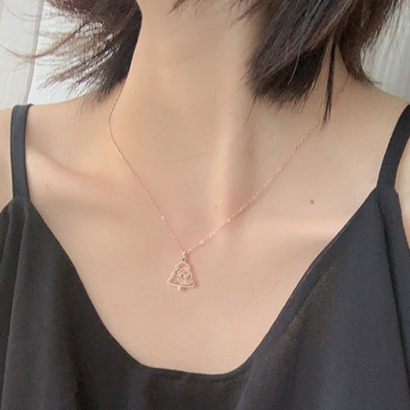 SISSLIA 2024 New Year Jewelry S925 Sterling Silver Necklace Female Wind Sen series Zircon Elk Christmas Tree Necklace