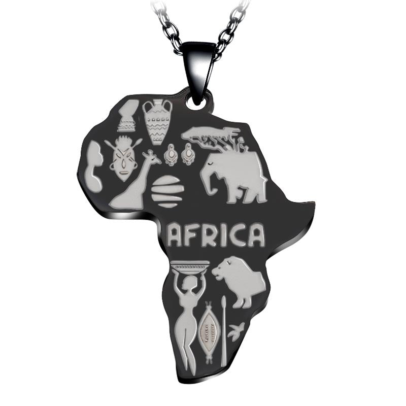 Sisslia Necklace For Women Men Africa Map Pendant Gold Silver Color Stainless Steel Necklace Jewelry Hip Hop Necklaces
