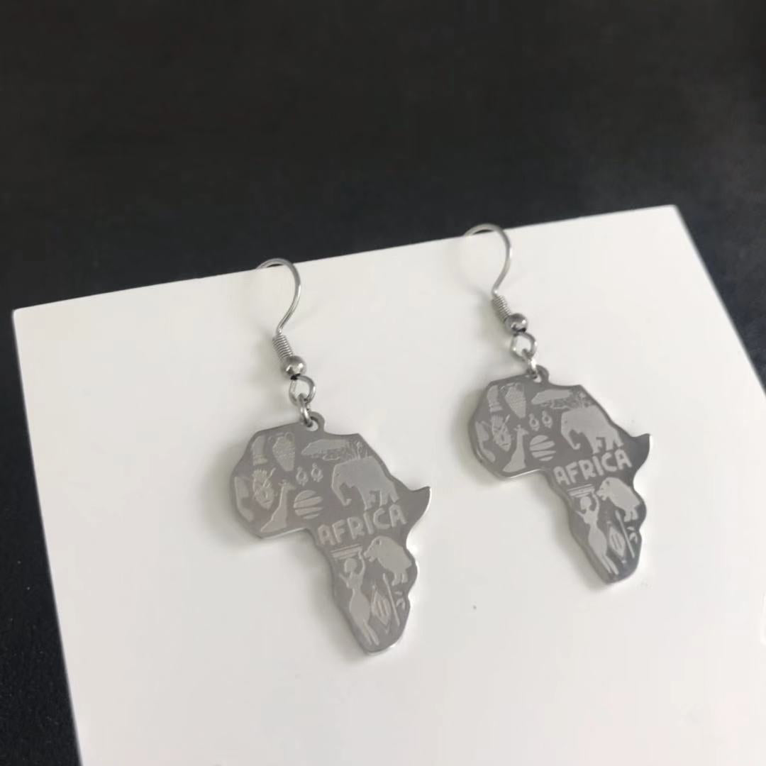 Sisslia Necklace For Women Men Africa Map Pendant Gold Silver Color Stainless Steel Necklace Jewelry Hip Hop Necklaces