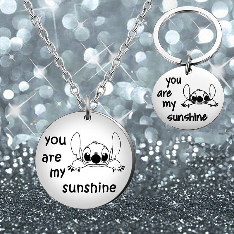 SISSLIA Stainless Steel Letter Round Pendant Necklace For Women Jewelry