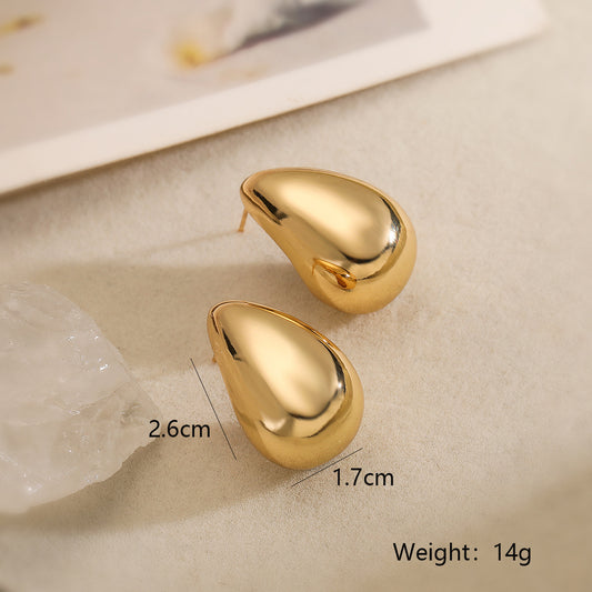 SISSLIA Dainty Water Drop Earrings for Women Hoop Dome Earring Gold Plated Thick Chunky Hoop Earring Birthday Jewelry Gifts