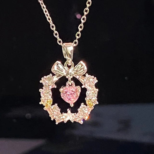 SISSLIA 2024 High Quality New Love Wreath Bow Love Cute Sweet Cool Clavicle Chain Necklace for Women