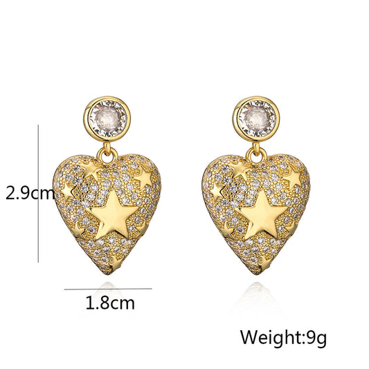 Sisslia New Luxury Jewelry Fashion Zirconia 925 Silver Needles Heart Crystal Drop Earrings