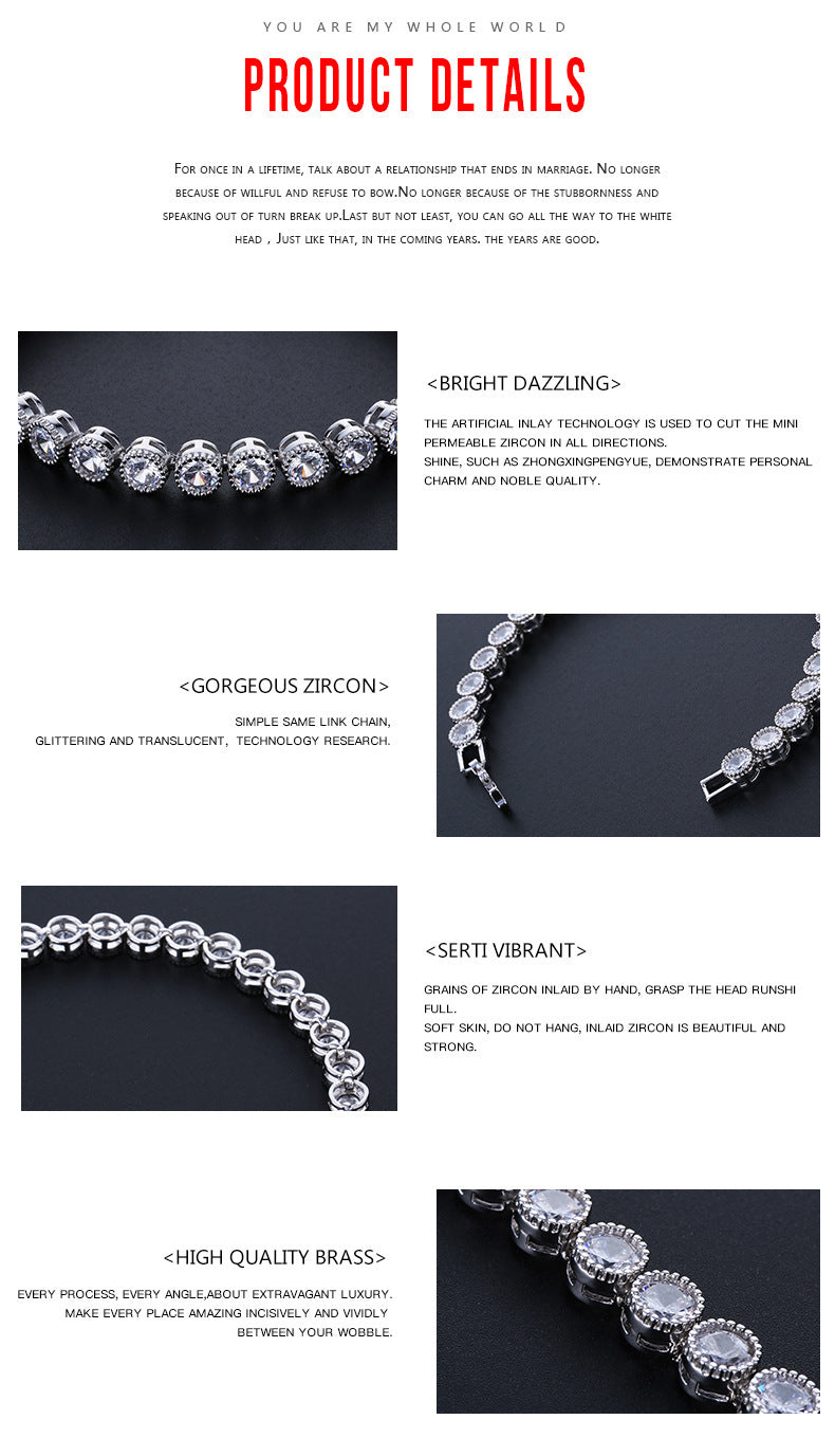 Round Zircon Micro-Inlaid Bracelet