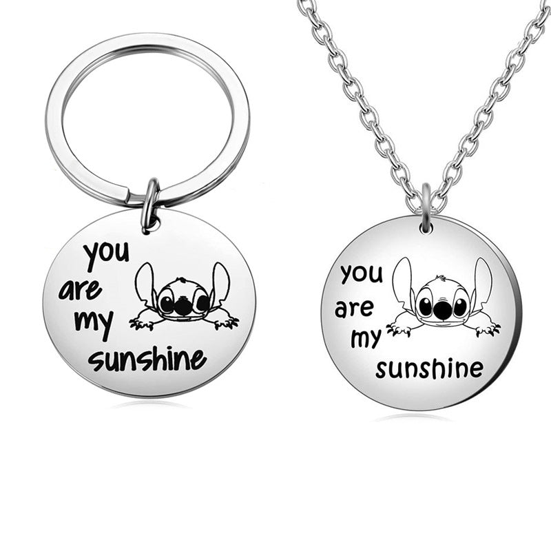 SISSLIA Stainless Steel Letter Round Pendant Necklace For Women Jewelry