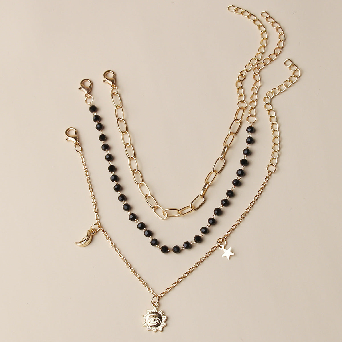 Star Moon Gold Plated Anklet
