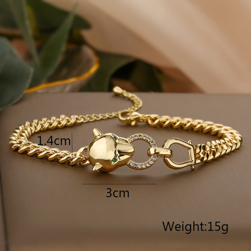 SISSLIA High Quality Fashion Accessories 2024 Gold Jewelry With Leopard Head Thick Chain Bracelet For Women