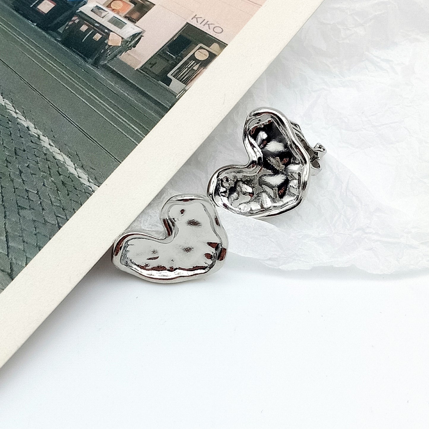 Sisslia Silver Needle Heart Cute Stud Earrings 2024 New Earrings Feminine Ear Clip for Women