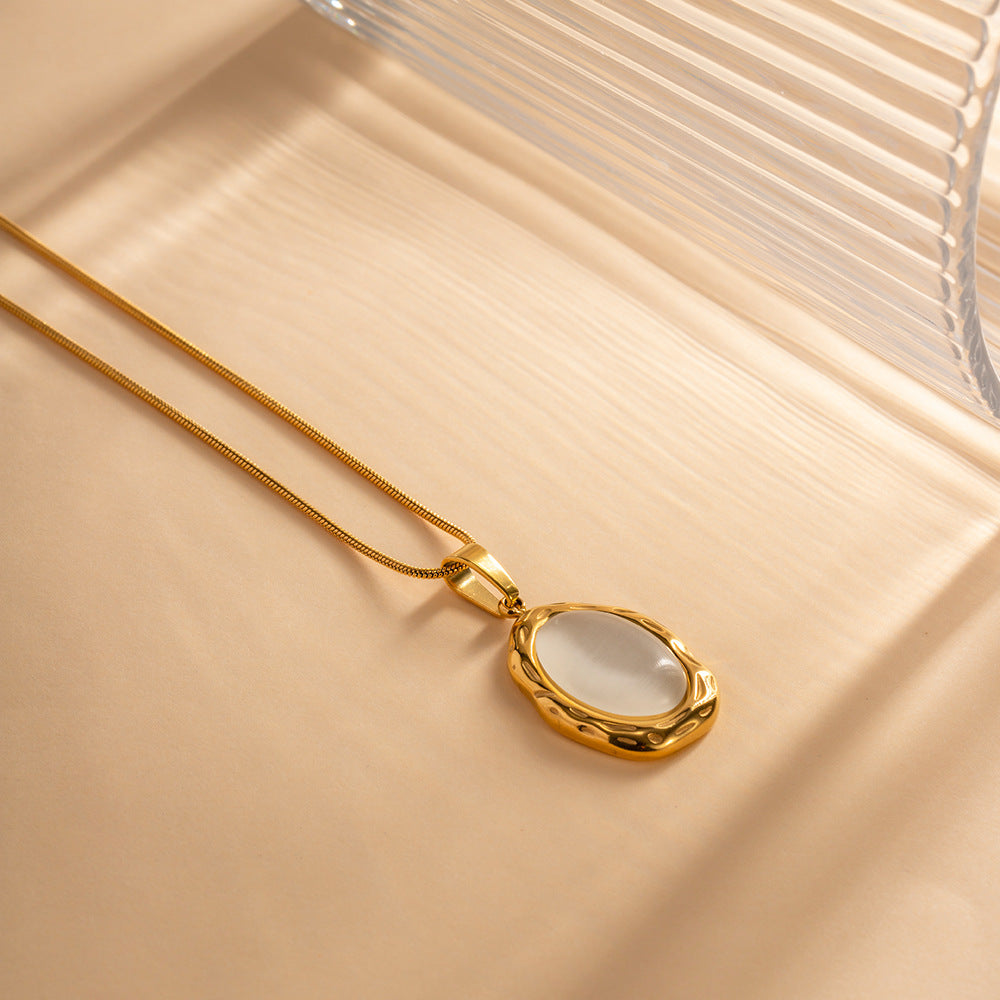 SISSLIA Stainless Steel 18K Gold Plated Natural Stone Item Necklace Jewelry for Women
