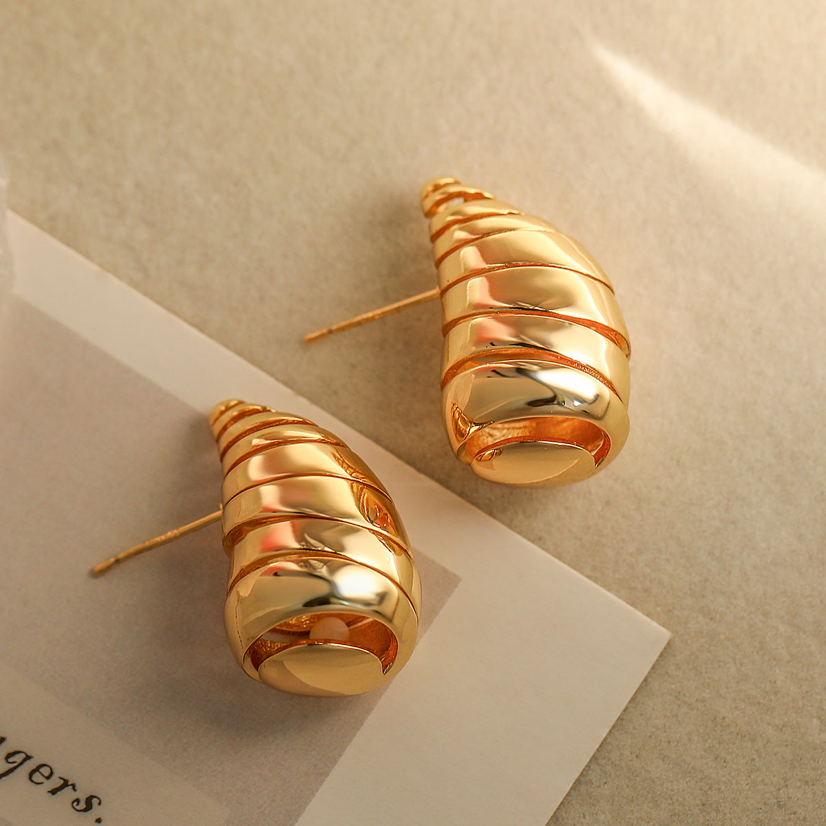 SISSLIA Dainty Water Drop Earrings for Women Hoop Dome Earring Gold Plated Thick Chunky Hoop Earring Birthday Jewelry Gifts