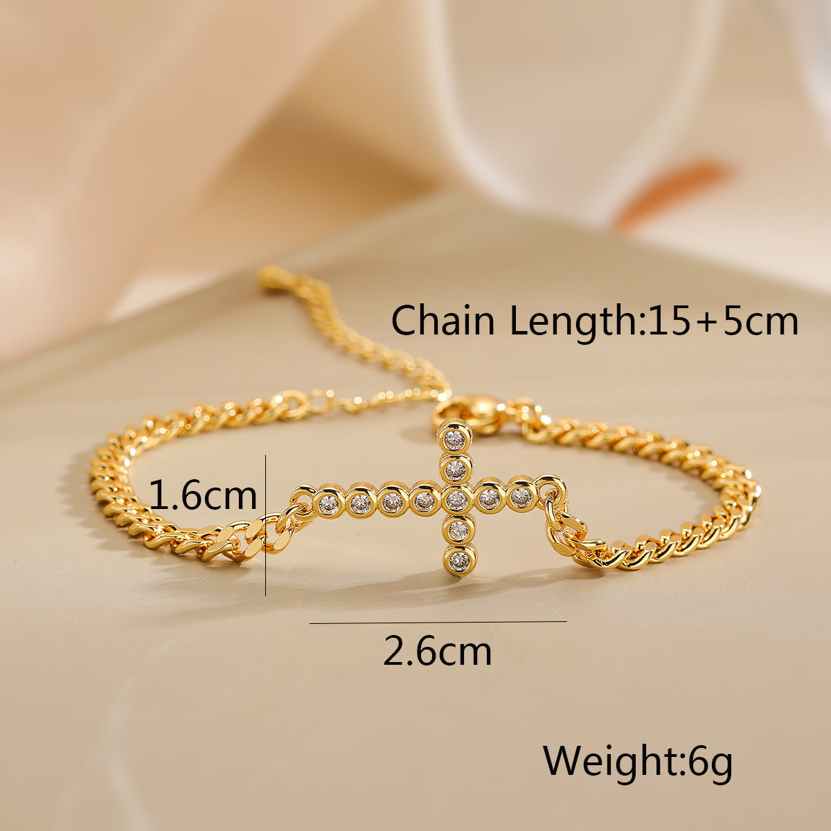 Sisslia Zircon Cross Bracelets Personalized Custom Luxury 18K Gold Plated Fashion Jewelry Bracelets For Women
